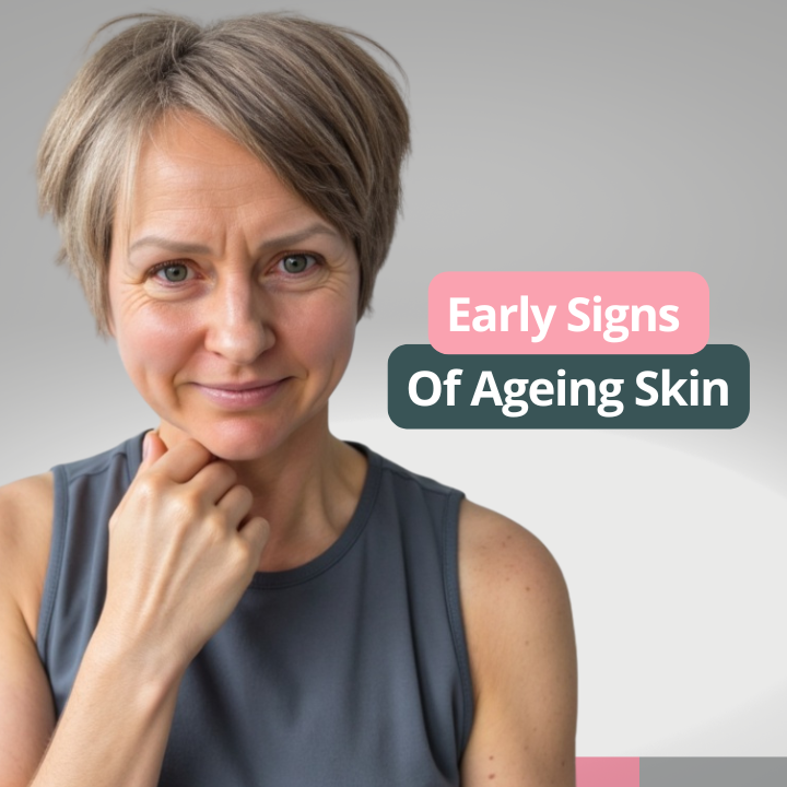 skin ageing signs Women holding chin